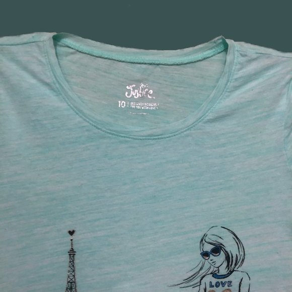 Girls Short Sleeve Shirt, Medium, Printed Light Green, Age 8-10 - Picture 5 of 5